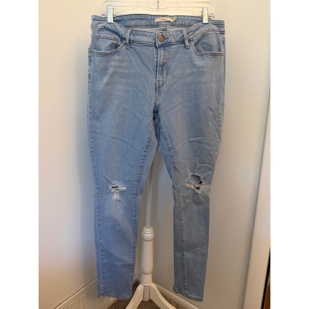 Levis 711 Skinny Jeans Light Wash Distressed Denim W32 L30 18881-0465